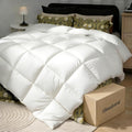 Beautyrest Goose Down Fiber Comforters Queen Size, Extra Warmth 100% Cotton Fabric Hotel Collection Luxury White Duvet Insert, Breathable Bedding Comforters for Winter and Cold Weather, 90x90 Inch
