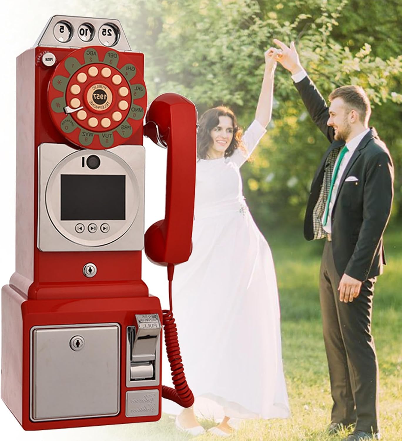 Video Audio Guest Book Wedding Phone, Audio Phone Guestbook, Record Customized Video Audio Messages,Record Preserve Your Special Occasions,Red