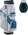 Goplus Lightweight Golf Cart Bag, Molded Lock Top Golf Club Bag w/14-Way Full Length Organizer Dividers, 11 Pockets, Cooler Bag, Straps, Umbrella Holder & Rain Hood for Men Women