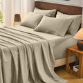 Bedlifes 100% French Flax Linen Sheets Set Queen Size - 6 Piece Extra Deep Pocket 18-24',Soft Breathable Queen Bed Sheets with Temperature Regulating & Moisture-Wicking(Taupe