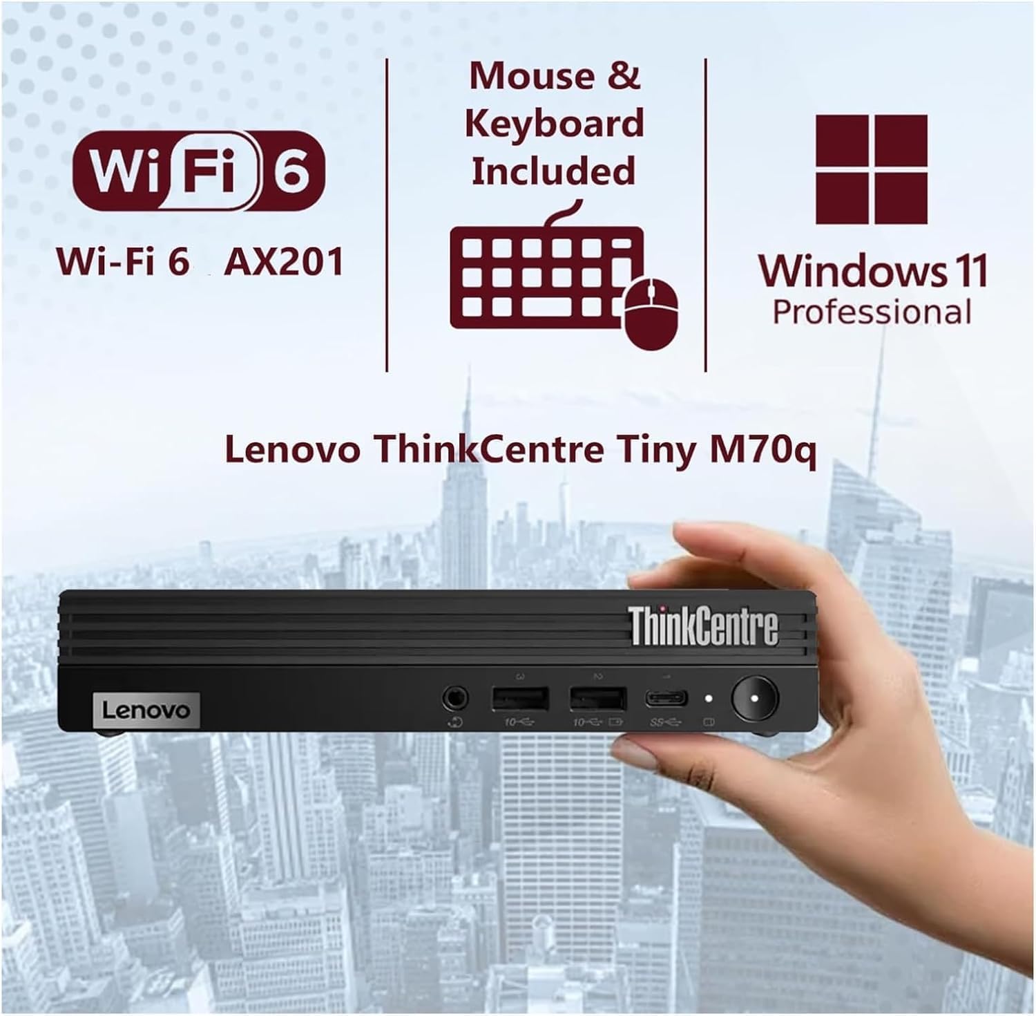 Lenovo ThinkCentre M70q Gen 5 Tiny Business Desktop (Intel 20-Core i7-14700T, 32GB DDR5 RAM, 1TB SSD, UHD Graphics 770) MFF, Mini PC, DisplayPort, Ethernet, HDMI, 3-Yr WRT, Wi-Fi 6E, Win 11 Pro