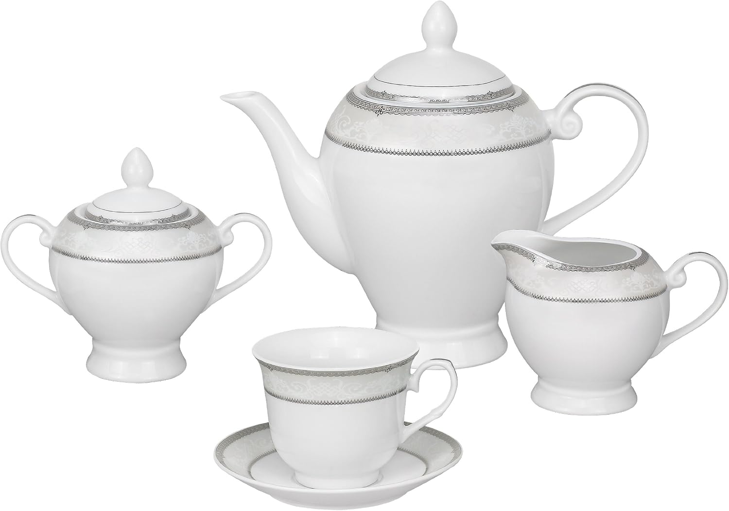 Lorren Home Trends 57-Piece Porcelain Dinnerware Set, Ballo, Service for 8
