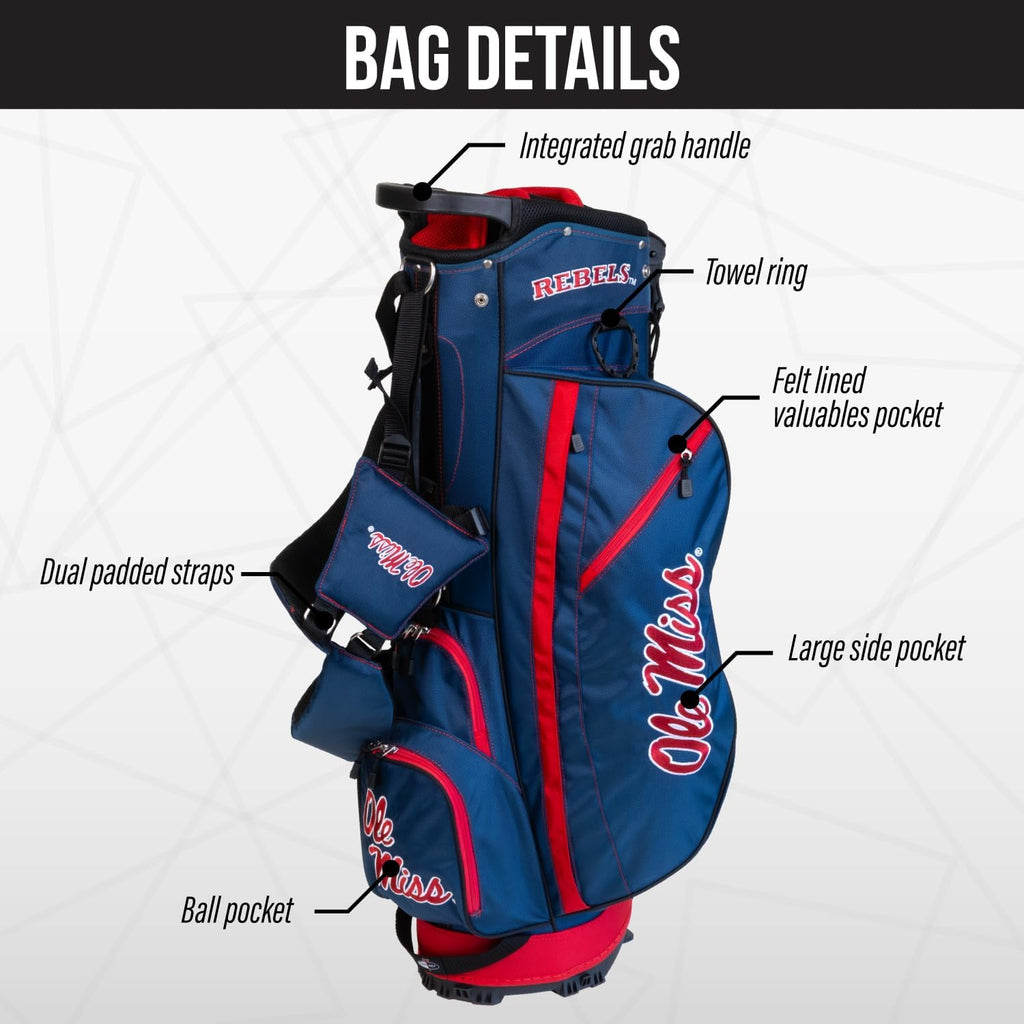 Team Golf NCAA Fairway Golf Stand Bag, Lightweight, 14-Way Top, Spring Action Stand, Insulated Cooler Pocket, Padded Strap, Umbrella Holder & Removable Rain Hood