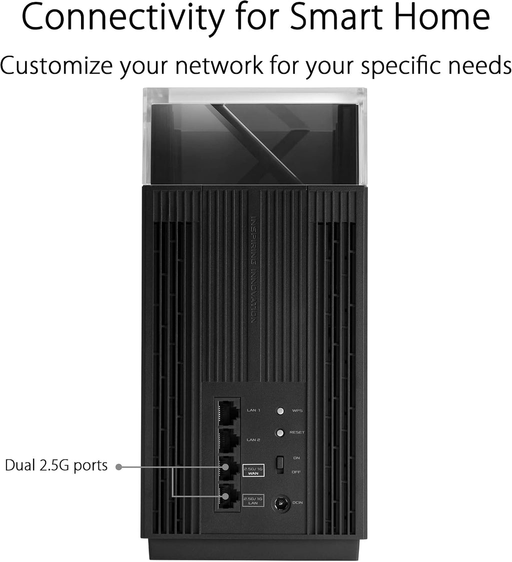 ASUS ZenWiFi Pro ET12 AXE11000 Tri-Band WiFi 6E Mesh System (2 Pack), Coverage up to 6000 sq ft, Subscription-Free Network Security, Advanced Parental Controls, Instant Guard, VPN, Dual 2.5G Ports