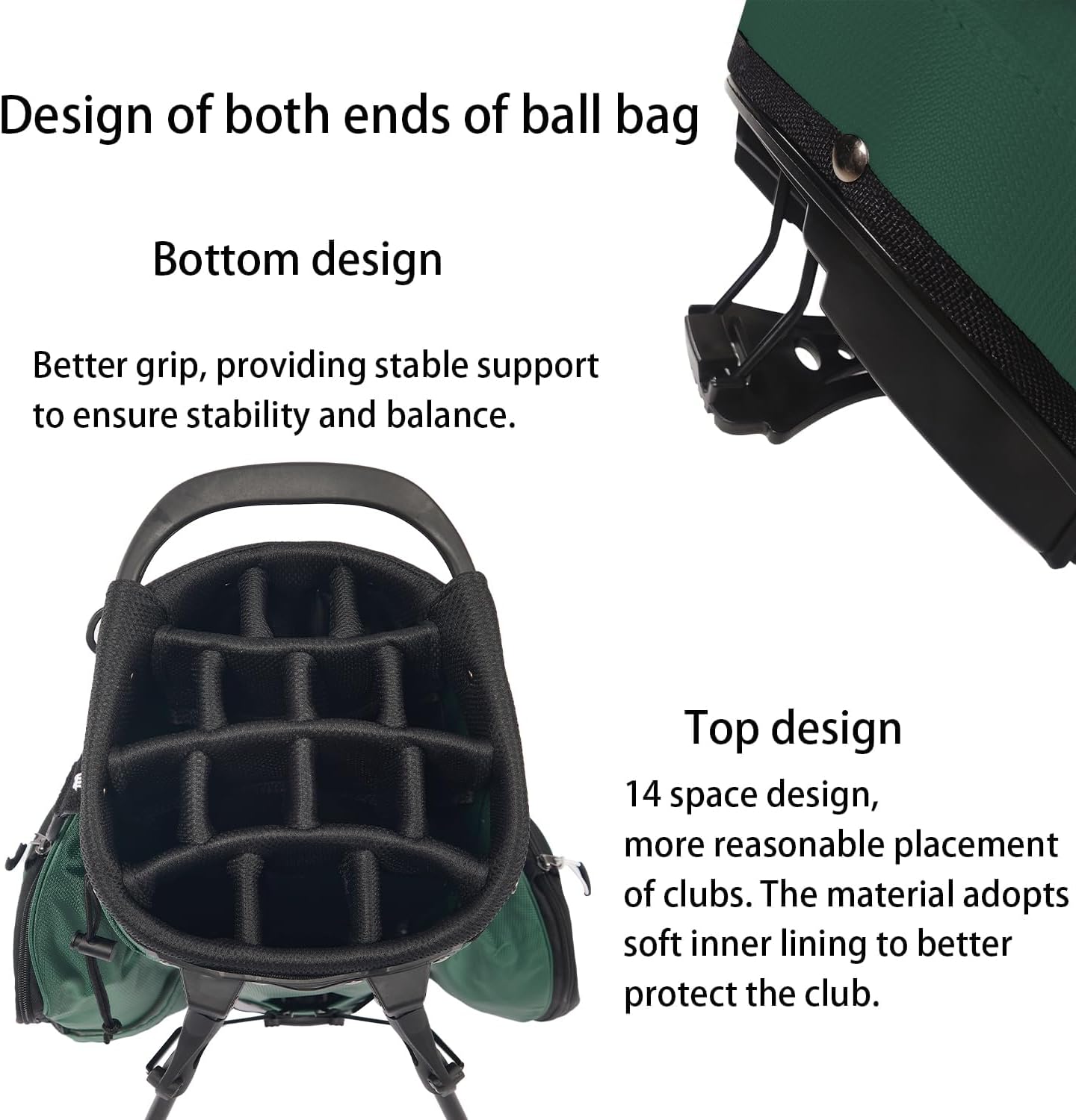 Lightweight Golf Stand Bag with 14 Way Full-Length Dividers, 7 Zippered Pockets and Rain Cover, with Handles and Dual Strap