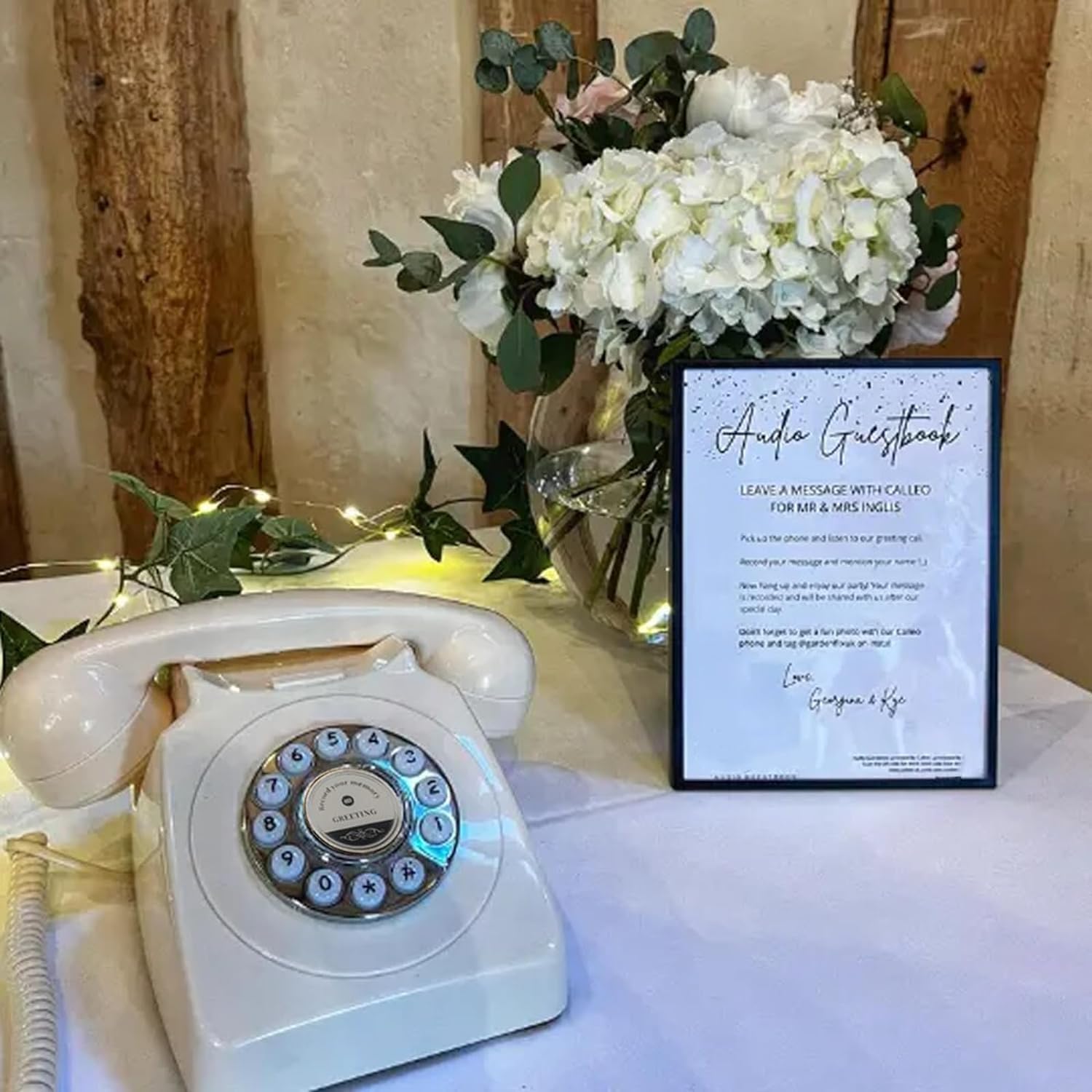 Audio Guest Book Wedding Phone with Flight Case, Record Customized Audio Message with Guest Book Retro Phone Audio GuestBook for Wedding Birthday Party Confession (White)