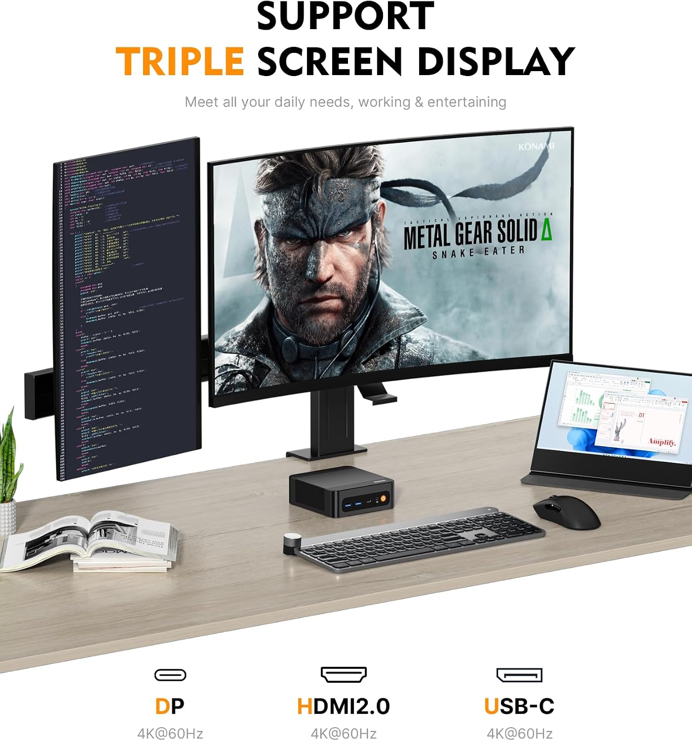 BOSGAME P6 Neo Mini PC with AMD Ryzen 7 6800H, 24GB LPDDR5X 1TB PCle SSD, 4K Triple Display, Dual LAN, Wi-Fi 6E/BT5.2, Mini Desktop Computer for Gaming/Office