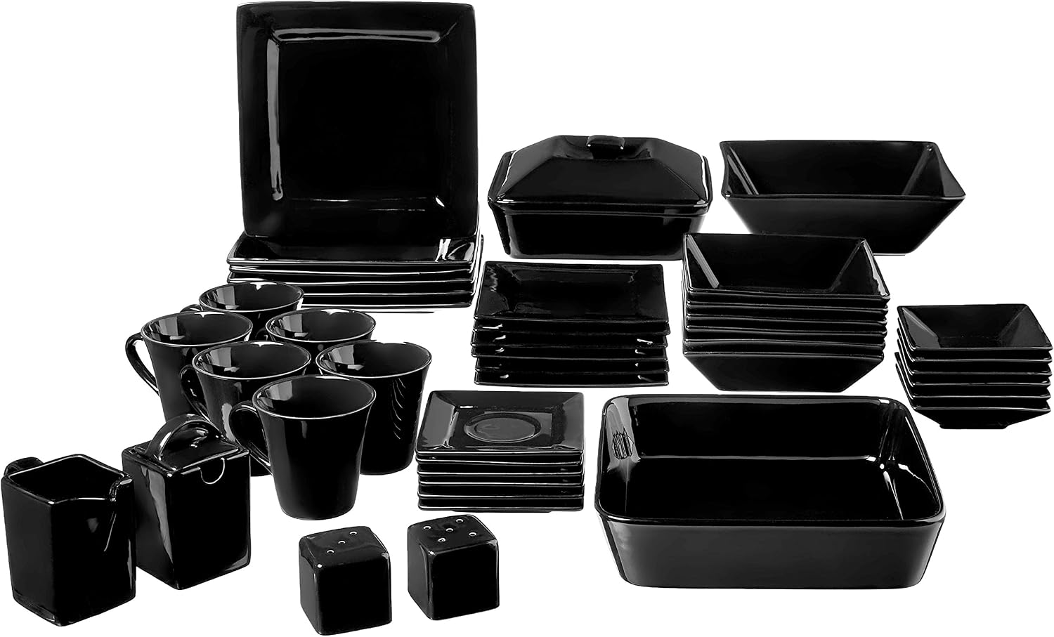 10 Strawberry Street Nova Square 45 pc Dinnerware Set, Black