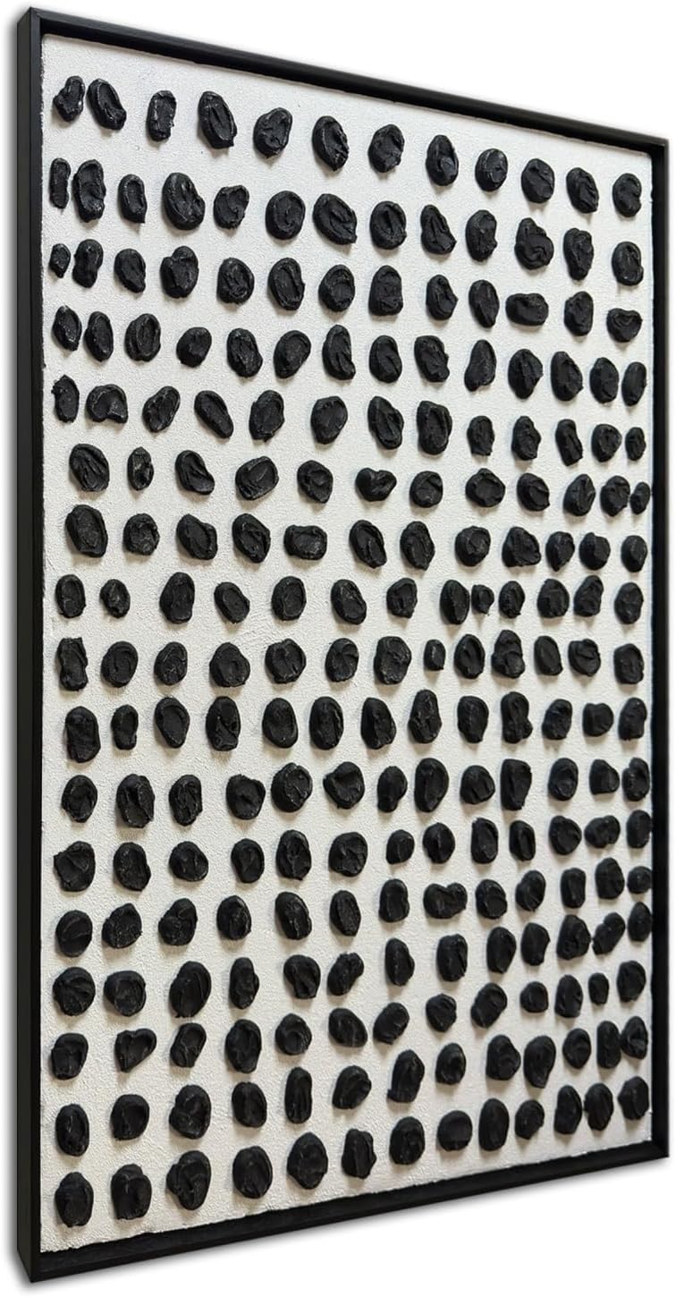 zoinart Hand Painted Black and White Textured Wall Art, 3d Morden Abstract Paintings, Wabi Sabi Wall Art Minimalist Black White Wall Decor