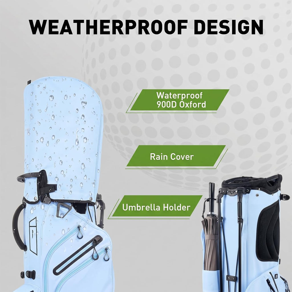 Lightweight Golf Stand Bag, 14 Way Golf Bags with Full Length Dividers for Men Women, Encrypted 900D Weather-Proof Club Carry Bag with Ergonomic Dual Strap, Cooler Pockets, 9 Pockets