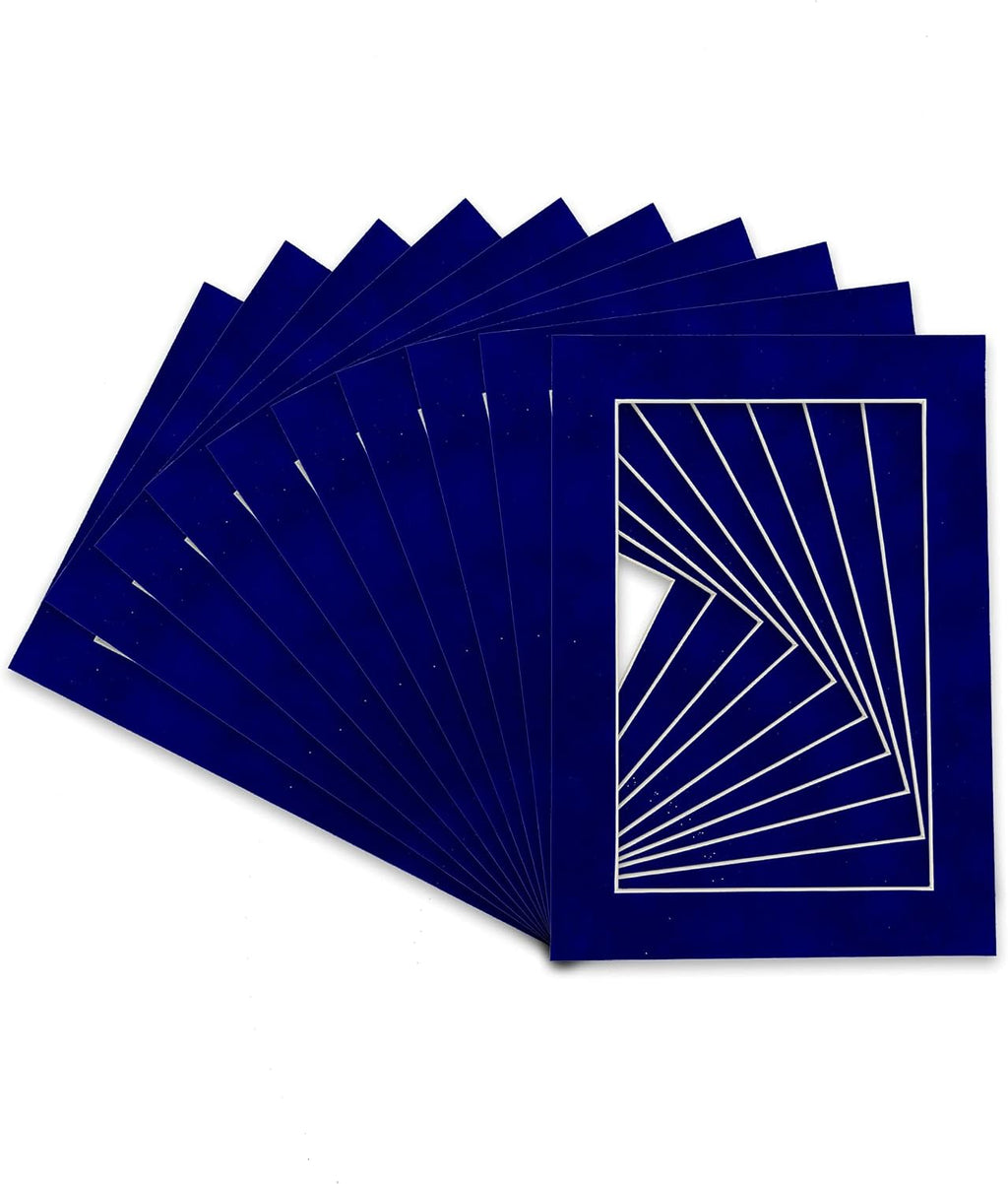 Poster Palooza Pack of 25 Acid Free 11x14 Mats Bevel Cut for 8.5x11 Photos - Royal Blue Suede Precut Matboards For Pictures, Photos, Framing - 4-ply Thickness