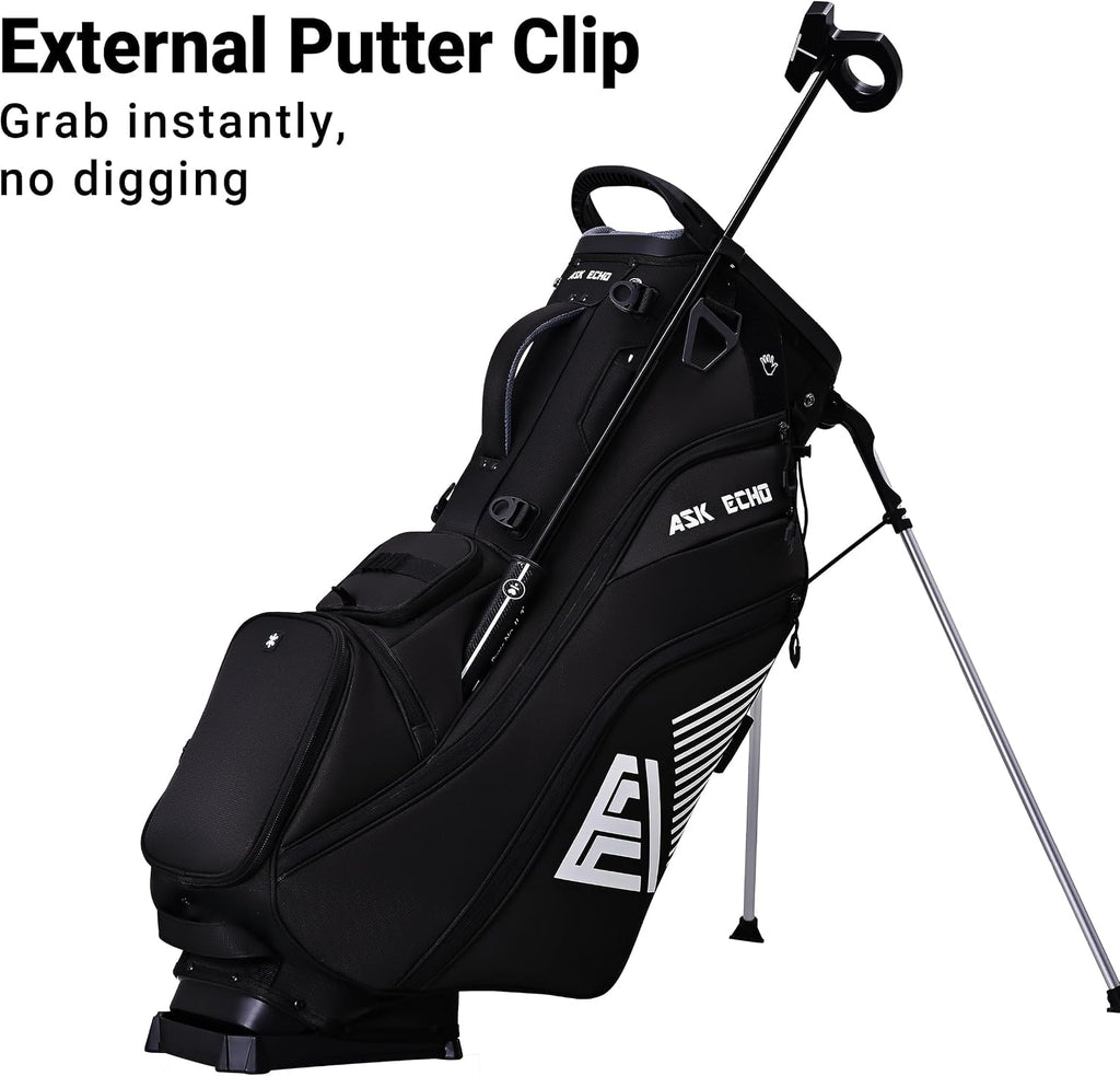 ASK ECHO Golf ST-14 Hybrid Stand Bag with 14 Way Full Length Dividers & Quick Putter Clip
