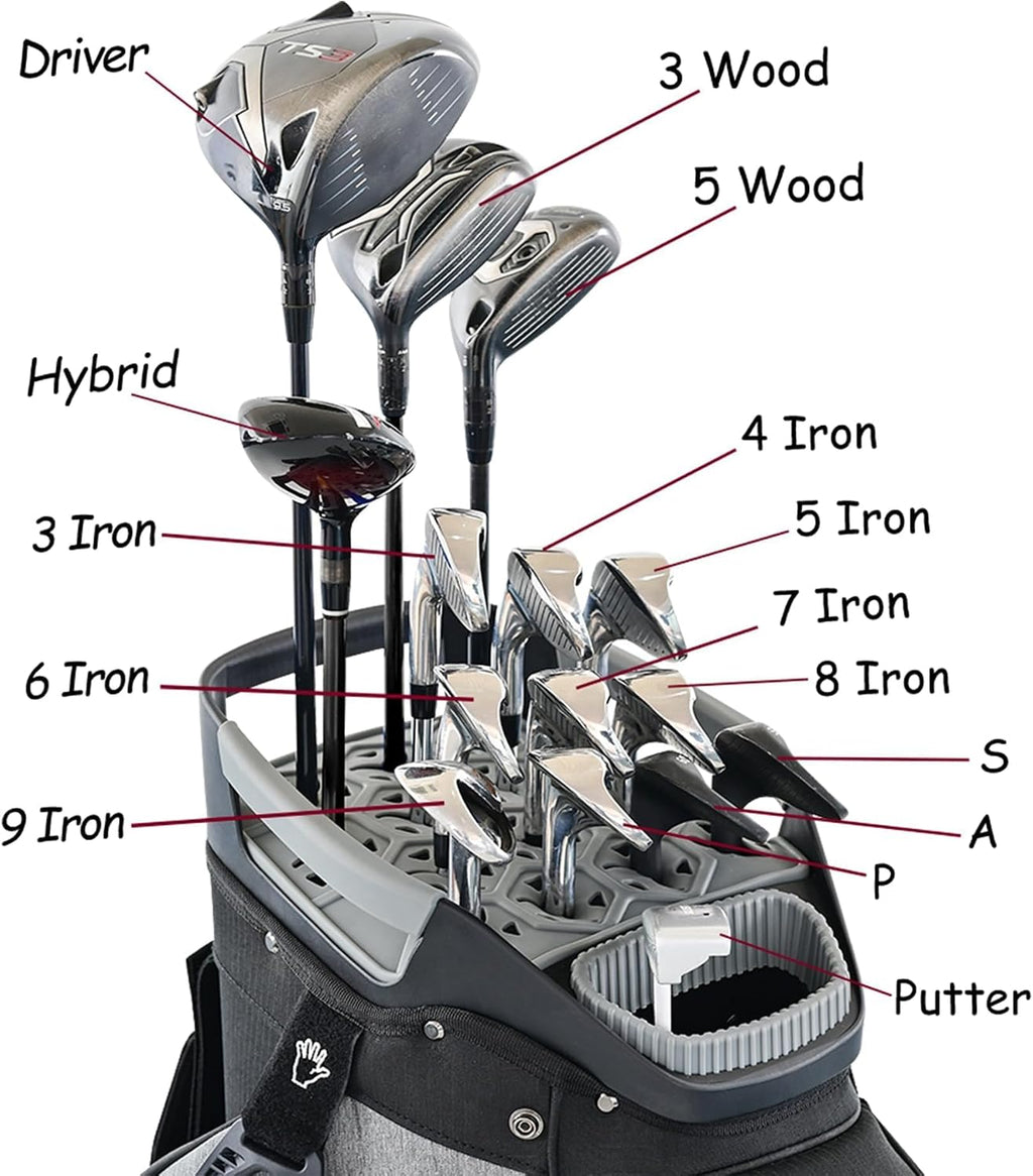 ASK ECHO Soundless 15-Divider Golf Cart Bag, Grip Locking Bottom with Rain Cover