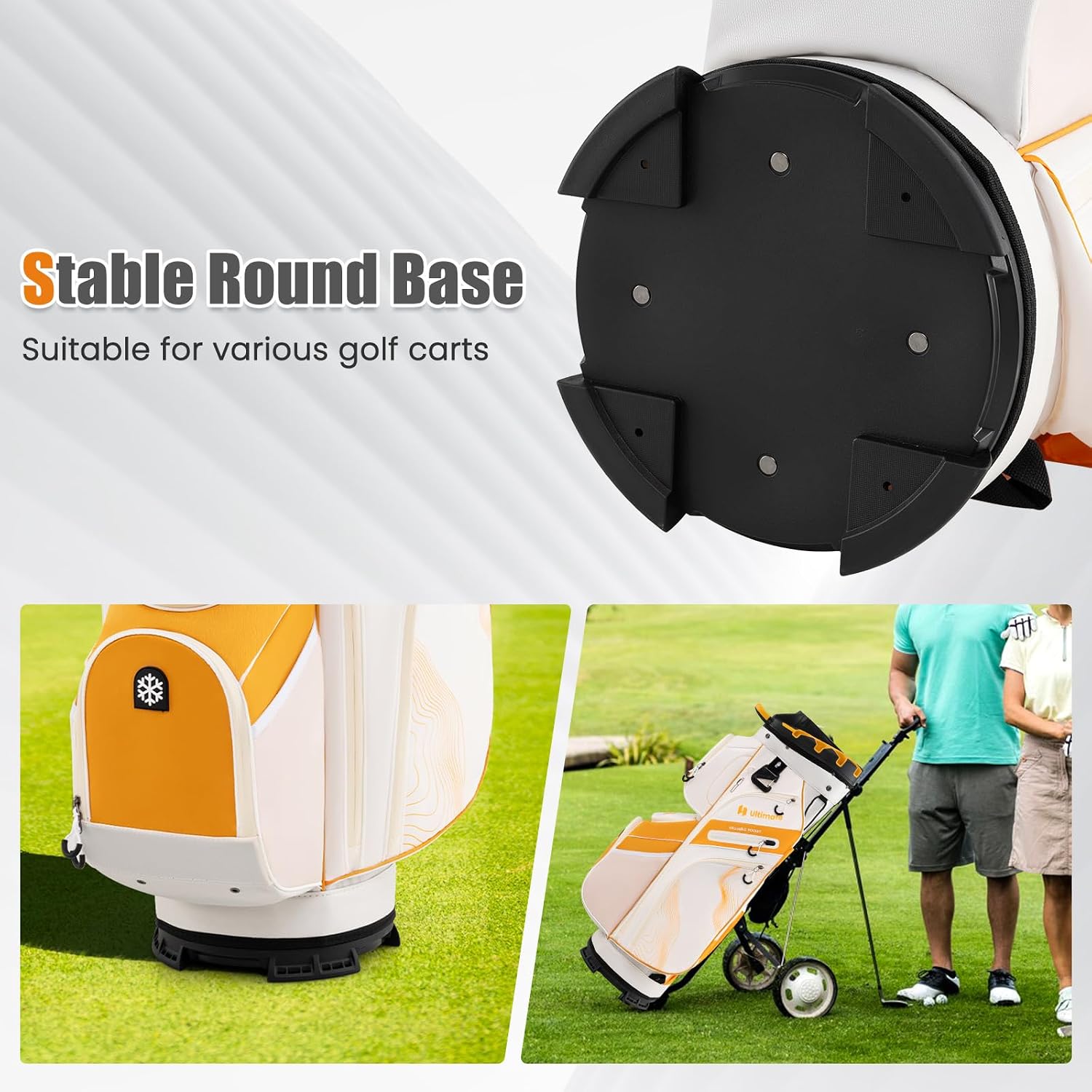 ULTIMATE 14-Way Golf Cart Bag, Golf Bag w/Molded Lock Top & Full Length Dividers, Portable Golf Club Bag w/11 Pockets, Cooler Bag, Padded Strap & Rain Hood for Men Women
