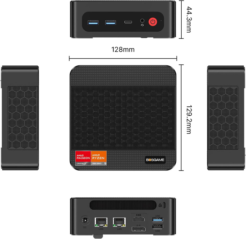 BOSGAME P3 Pro Mini PC with AMD Ryzen 9 7940HS, 16GB DDR5 1TB PCle SSD, 4K Triple Display, Dual LAN, Wi-Fi 6E/BT5.2, Mini Desktop Computer for Gaming/Office