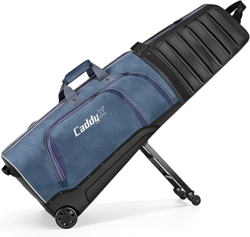 Premium Golf Travel Bag for Airlines with 4-Wheel Hands-Free Rolling & 2-Wheel Pull Mode, Enhanced Head Protection, Reinforced Hard Base