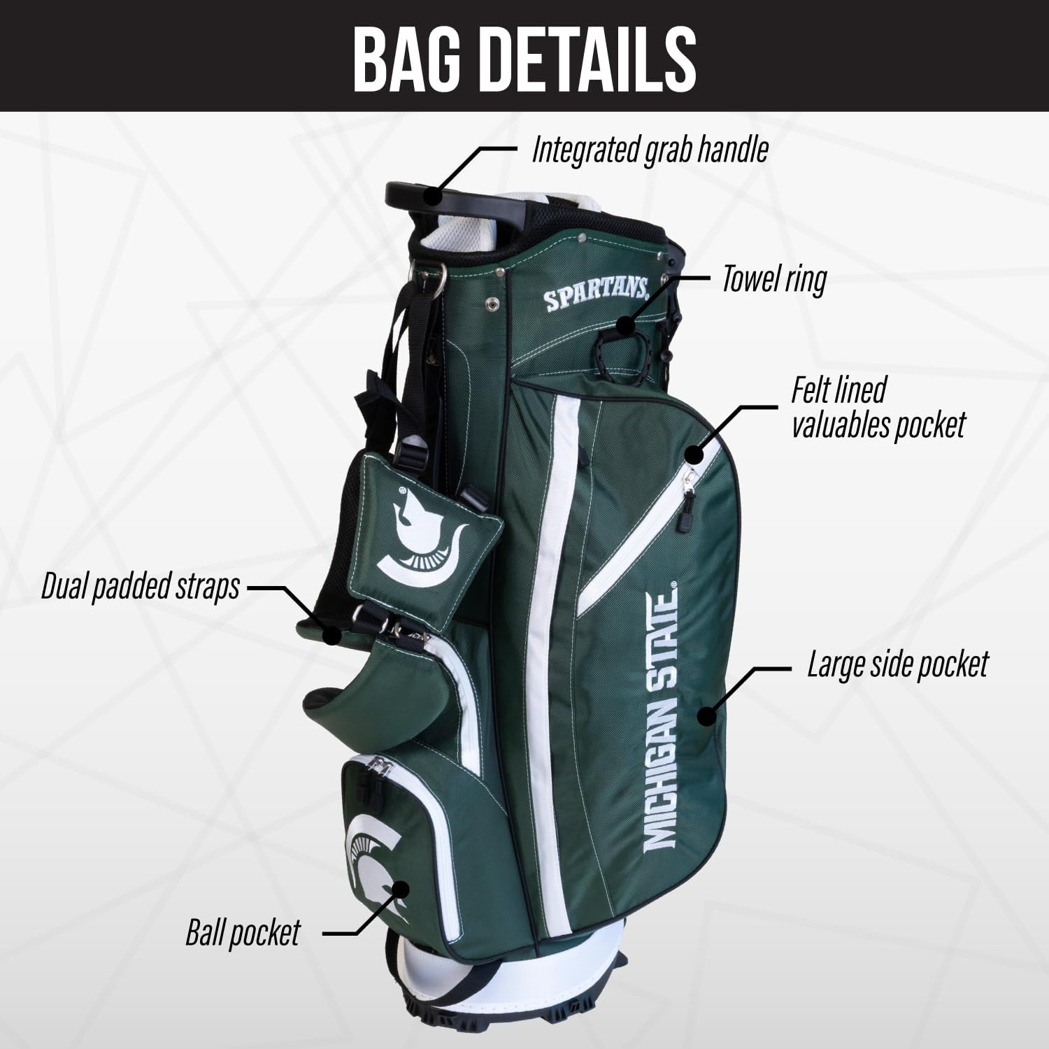 Team Golf NCAA Fairway Golf Stand Bag, Lightweight, 14-Way Top, Spring Action Stand, Insulated Cooler Pocket, Padded Strap, Umbrella Holder & Removable Rain Hood