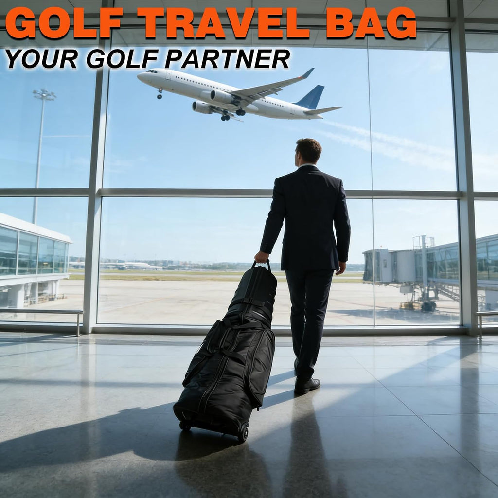 Golf Travel Bags for Airlines with Wheels and Hard Case Top,1680D Heavy Duty Oxford Golf Club Travel Bags，Tank Wheels, Lightweight and Easy to Maneuver
