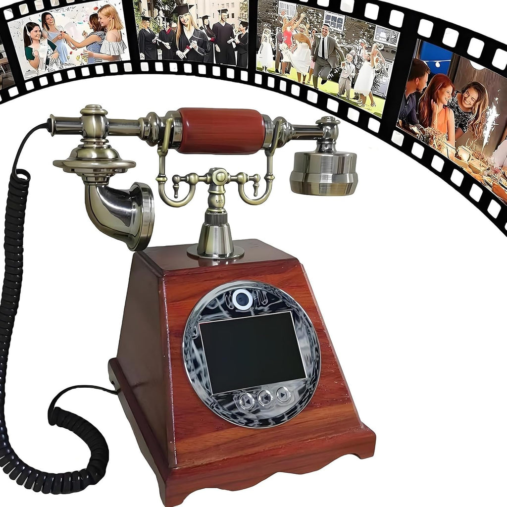 Creative Video Audio Guest Book, 128G 1080P HD Vintage Wedding Phone Guestbook, Preserve Your Special Occasions, Ideal for Wedding Birthday, Graduations, Baby Shower(A)