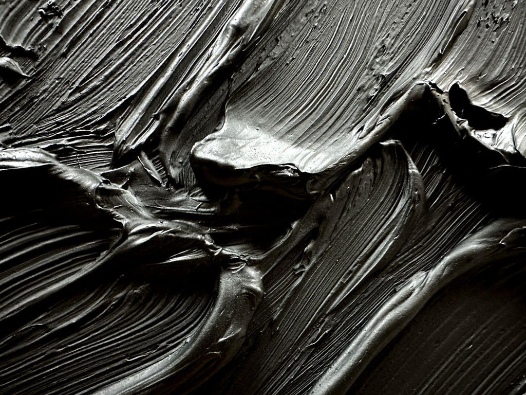 zoinart Hand Painted Thick Texture Black Minimalist Oil Painting Modern Contemporary Art 24x48 Inches Oil on Canvas Abstract Black Textured Wall Art Home Decoration