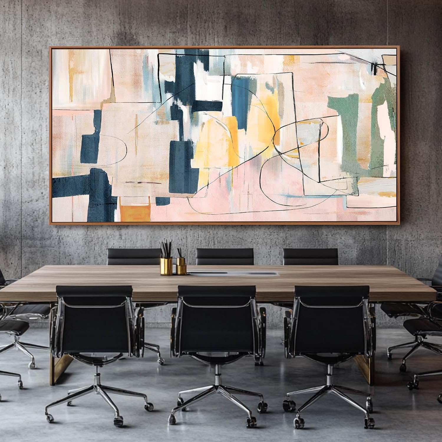 Abstract Wall Decor Modern Oversized Wall Art Black Line Wall Poster Printing 36'x70' Wall Decorations for Bedroom Office