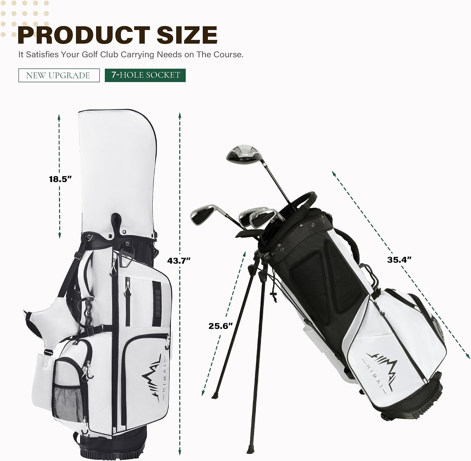 uniHimal Golf Stand Bag with 7 Way Top Dividers, Lightweight Golf Bags for Men Women with Multiple Pockets, Dual Straps