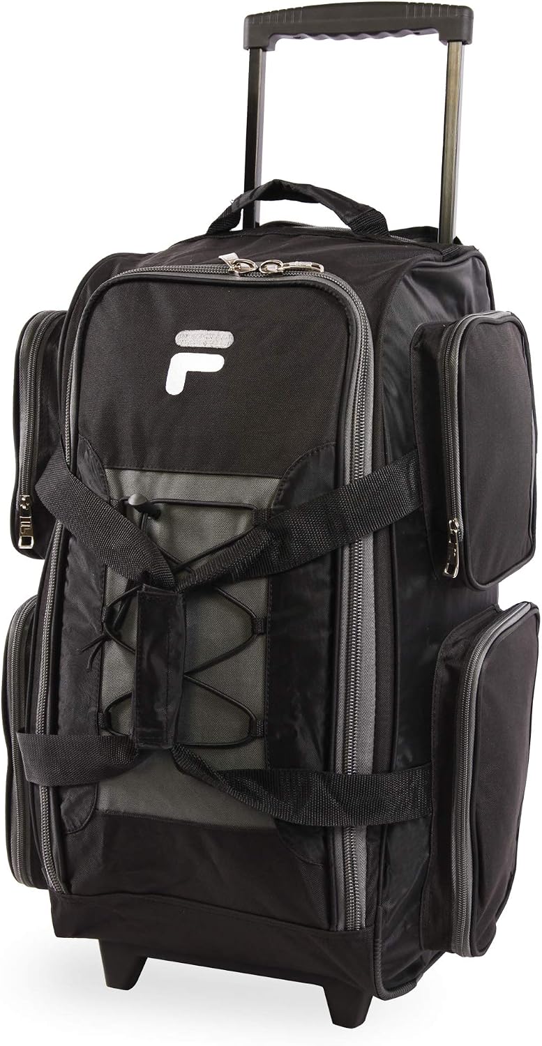 Fila 22' Lightweight Carry On Rolling Duffel Bag, Black, One Size