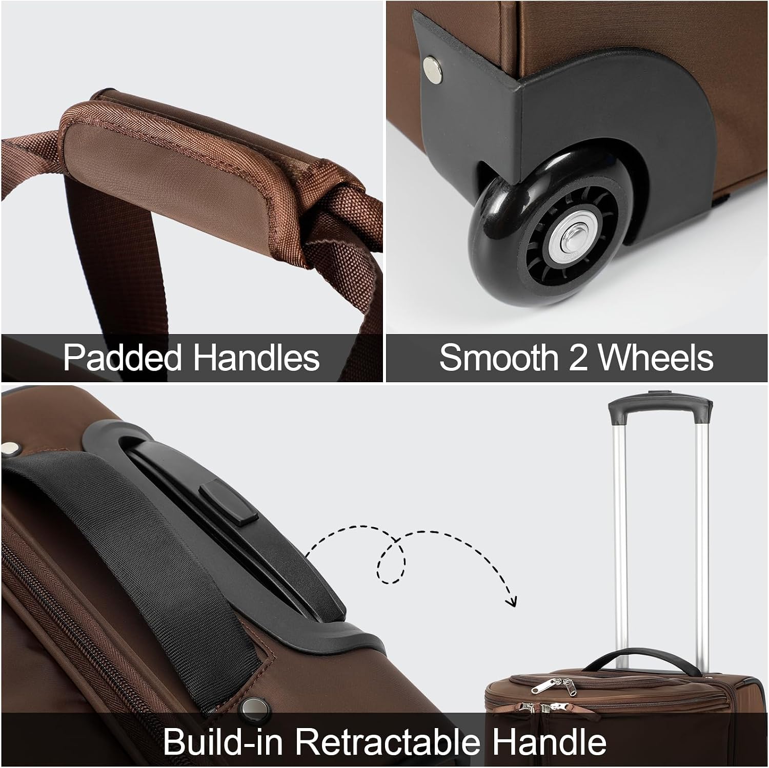 Modoker Convertible Rolling Garment Bag for Travel, Suit Travel Bag with Trolley, Garment Duffel Bag with Wheels & Shoes Compartment for Business Trip, Weekender - Brown