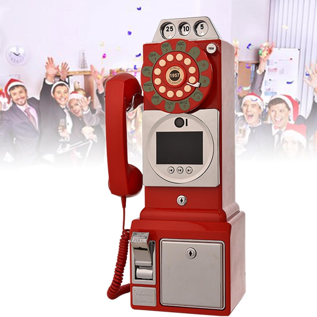 Audio Guest Book Wedding Phone, Record Customized Audio Message with Guest Book Retro Phone Audio GuestBook for Wedding Birthday Party Confession,Red