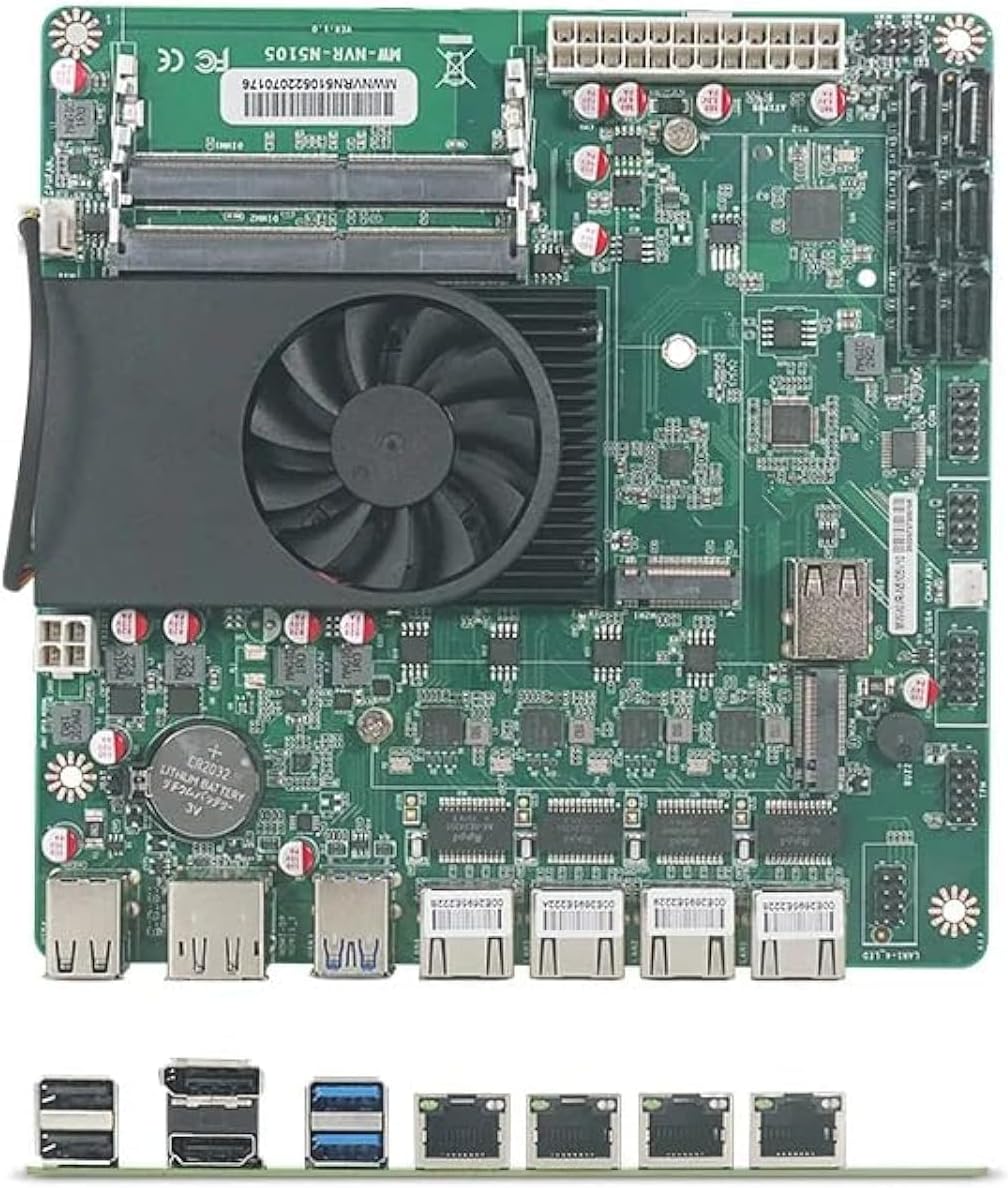 NAS Motherboard N5105,4 Port i226-V 2.5GbE LAN,2XM.2 NVMe, 6*SATA3.0,2*DDR4, Mini ITX Soft Router VPN Openwrt Barebone Micro Appliance DIY
