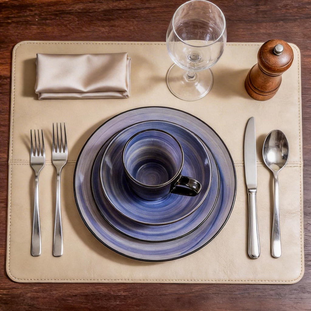 Stoneware Sonoma 56pc Dinnerware Set, Black + Speckled Spin Wash Cobalt