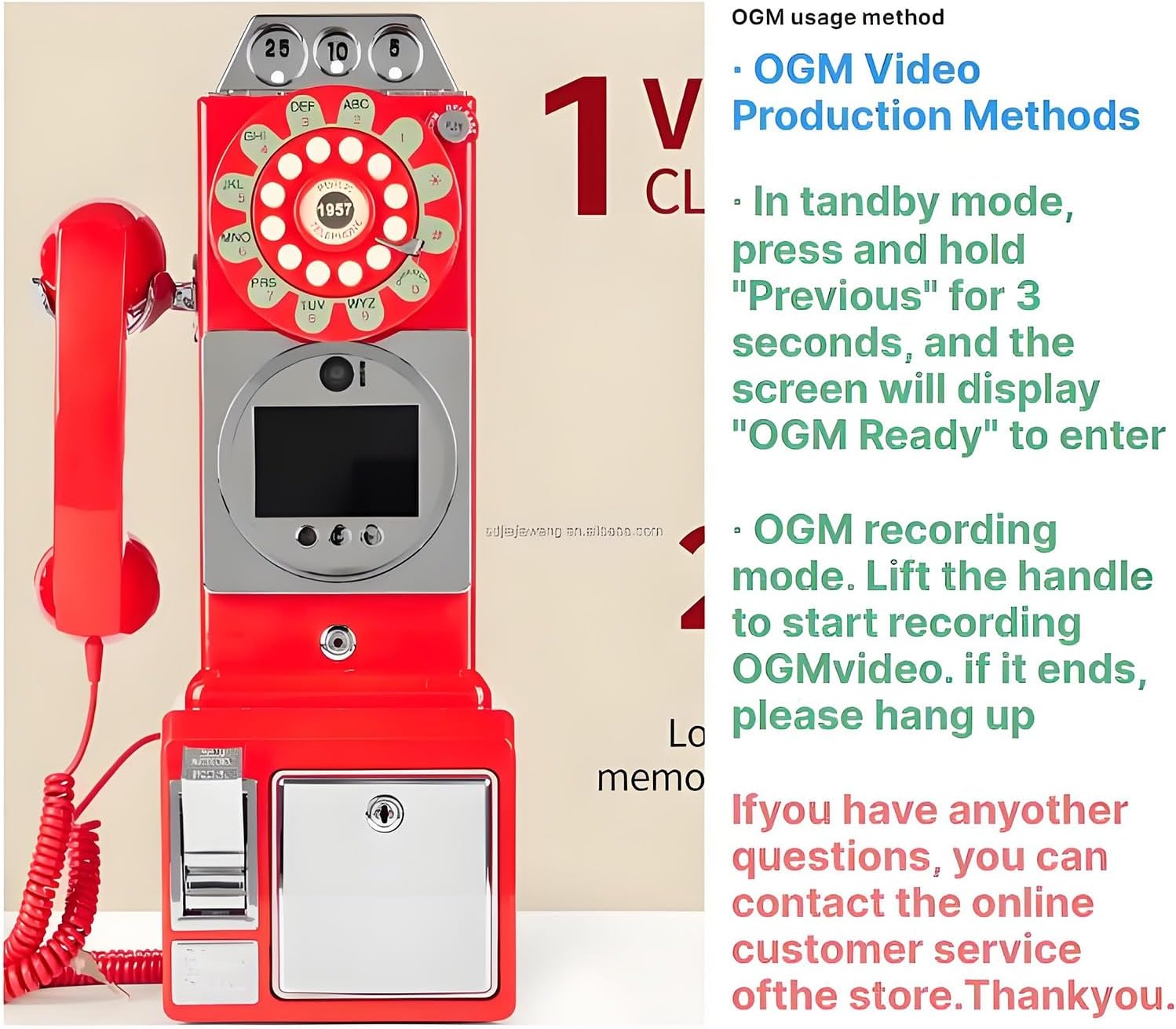 32G Retro Video Audio Guest Book Wedding Phone- Creative Record Customized Video Messages GuestBook – A Personal and Convenient Way to Preserve Your Special Occasions(Red)