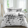Abstract Duvet Cover Set Queen Size 4 Pieces Black Gradient Watercolors Ink Points Minimalist Bedding Set with Zipper Closure, 1 Comforter Cover 92x106 Inches 1 Flat Sheet & 2 Pillow Cases