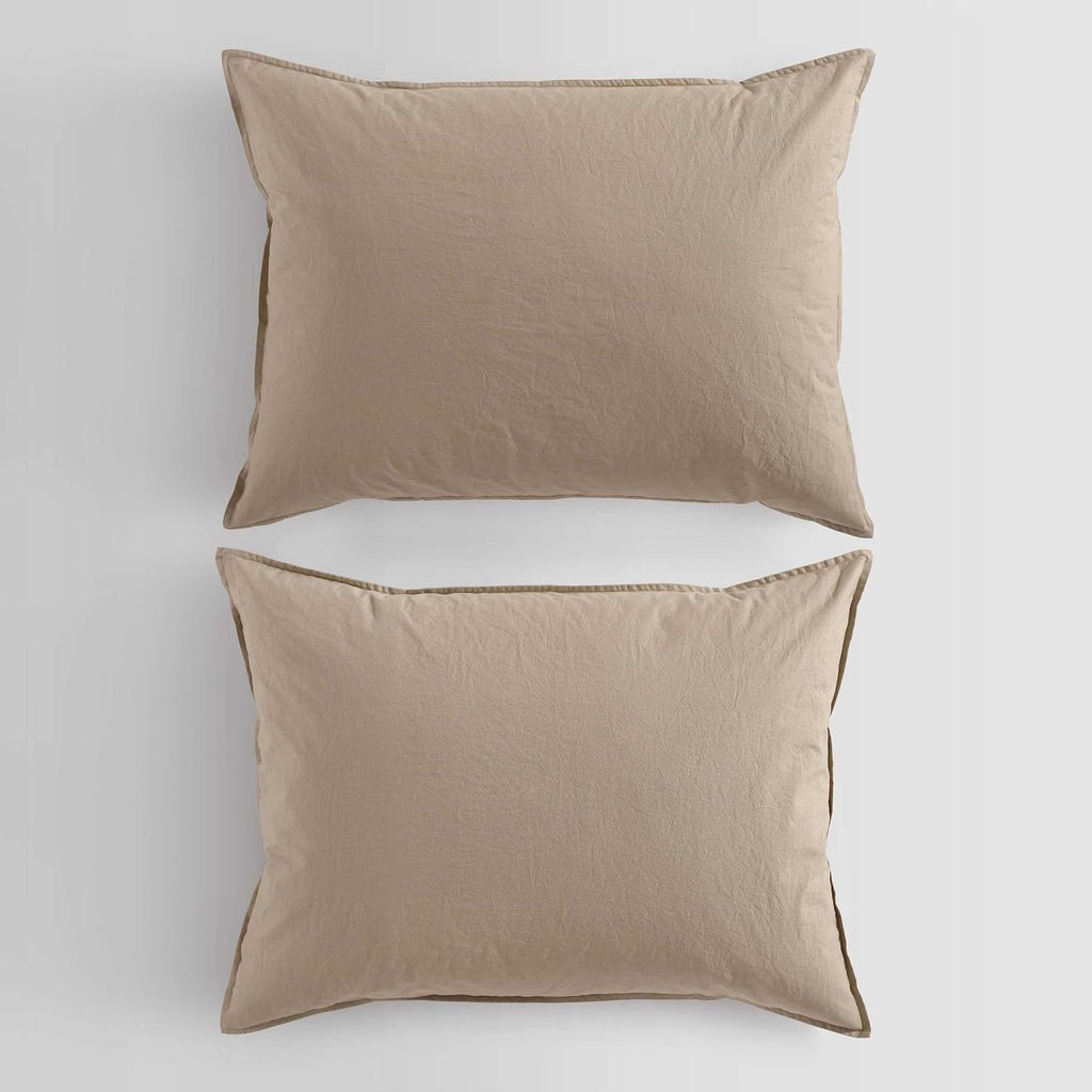 Calvin Klein - Queen Comforter Set, Modern Cotton Washed Percale Bedding with Matching Shams, Oeko-Tex Certified (Washed Percale Camel Brown, Queen)