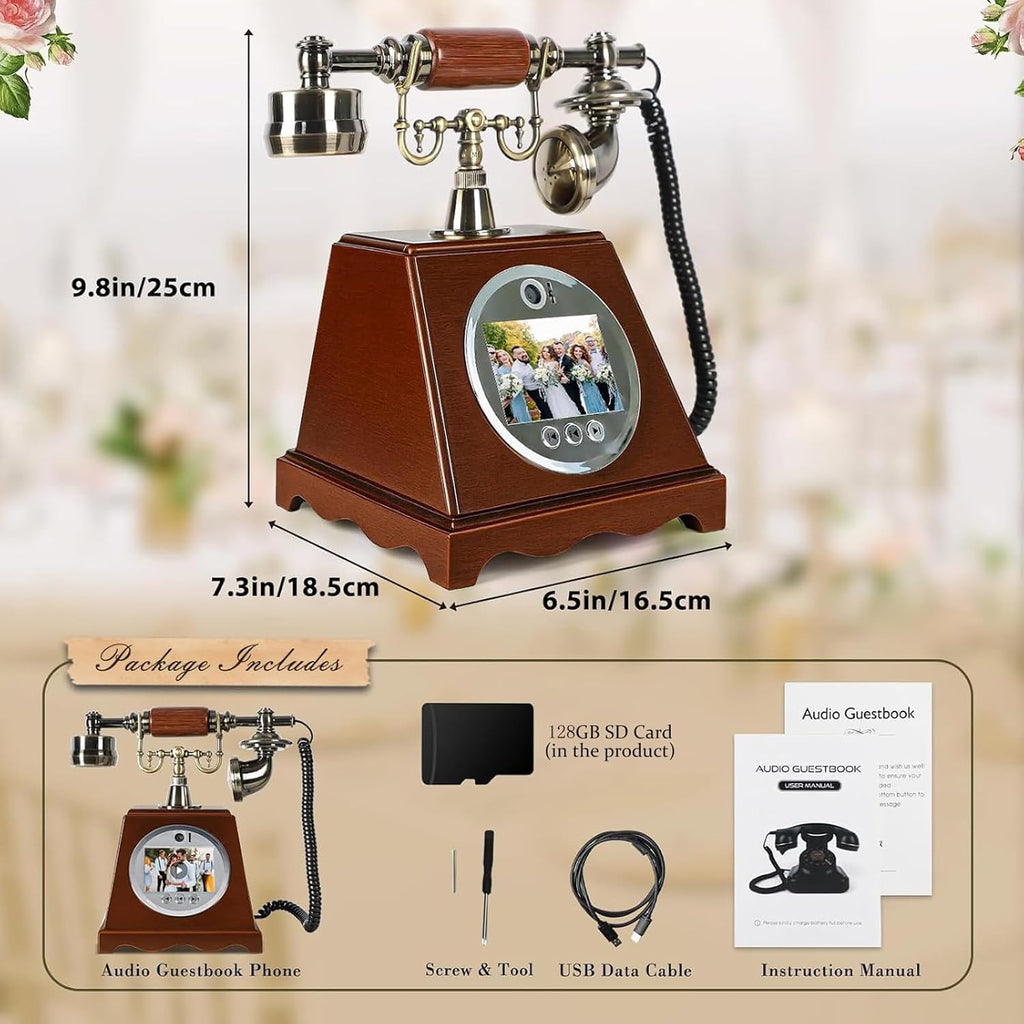 Video & Audio Guest Book, Video Phone Guestbook, Customized Video Audio Messages, 99 Custom Photos, 3.5In Screen, 5000Mah, Preserve Your Special Occasions A