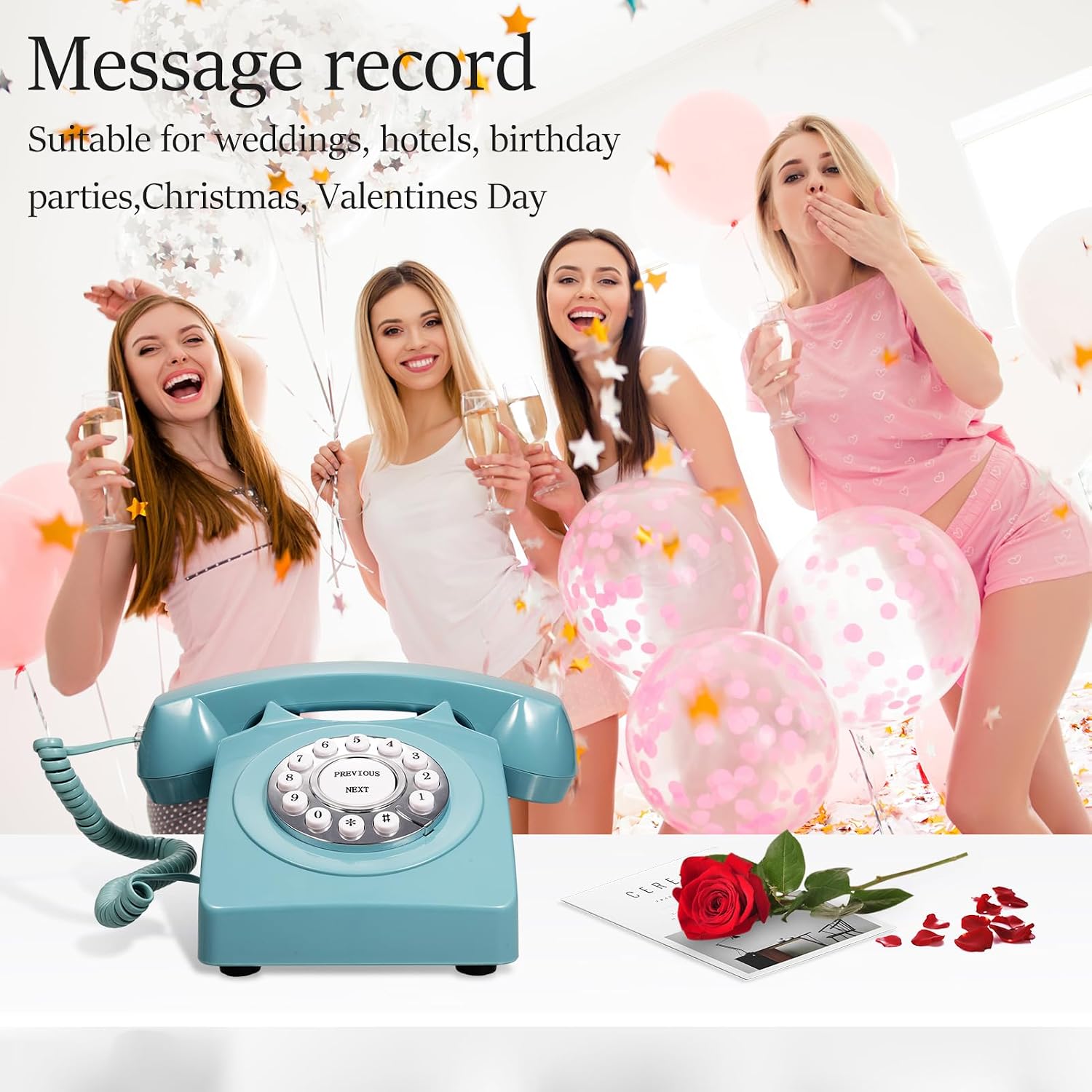 Audio Guest Book Wedding Phone - Retro Audio Message Record Wedding Phone Customized with Voicemail Best Wishes Suitable for Bridal Shower Birthday Party Baby Shower Anniversary Engagement