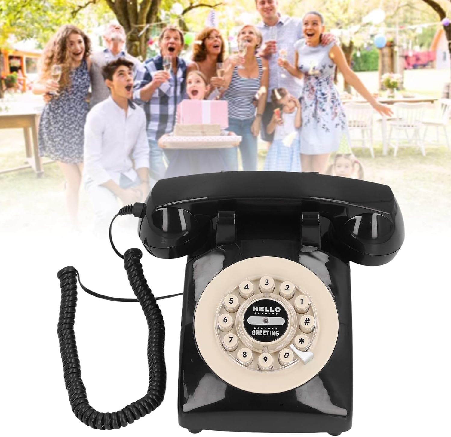 Audio Guestbook Phone, Retro Design Wedding Guest Book for Audio Recording, Voice Guestbook with 120 Hours 8G Capacity, for Special Events Like Parties Birthdays Weddings (Black)