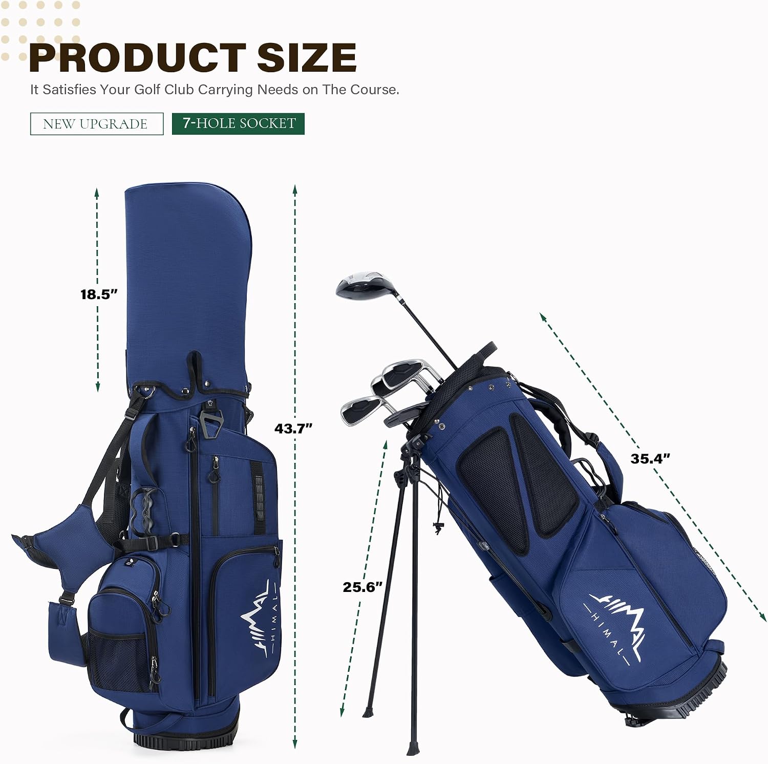 uniHimal Golf Stand Bag with 7 Way Top Dividers, Lightweight Golf Bags for Men Women with Multiple Pockets, Dual Straps