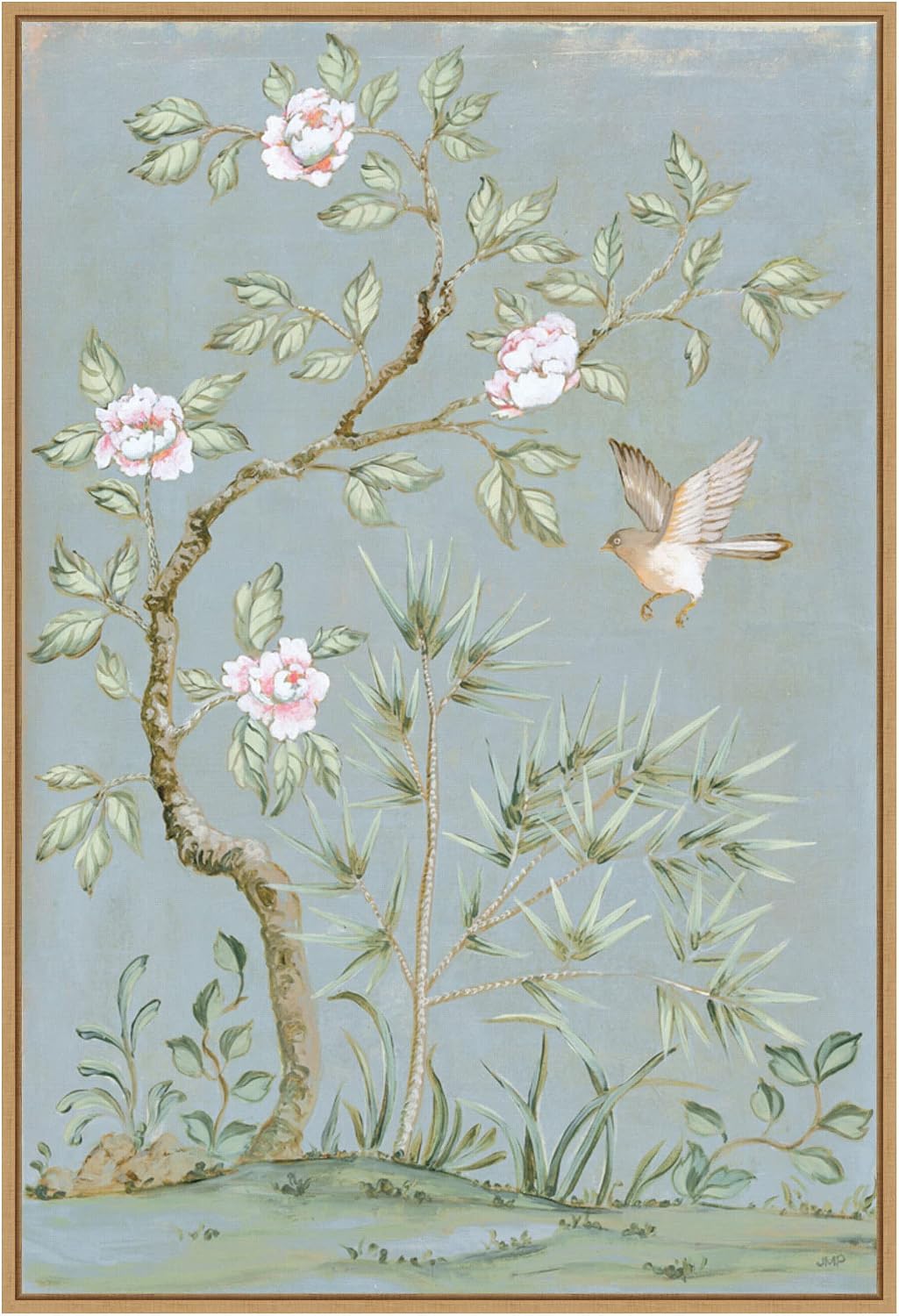 Amanti Art Framed Canvas Wall Art 33x23 Spring Flower Mural II Blue by Julia Purinton, Framed Wall Art Canvas, Flowers Artwork, Modern Decor, Large Poster Painting for Living Room, Bedroom, Bathroom,