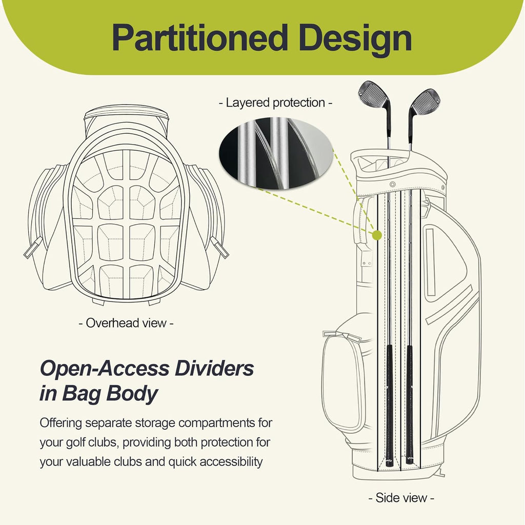 GoHimal 14 Way Golf Stand Bag, Golf Bags for Men with Stand, Top Dividers Ergonomic with 10 Pockets Golf Club Bags