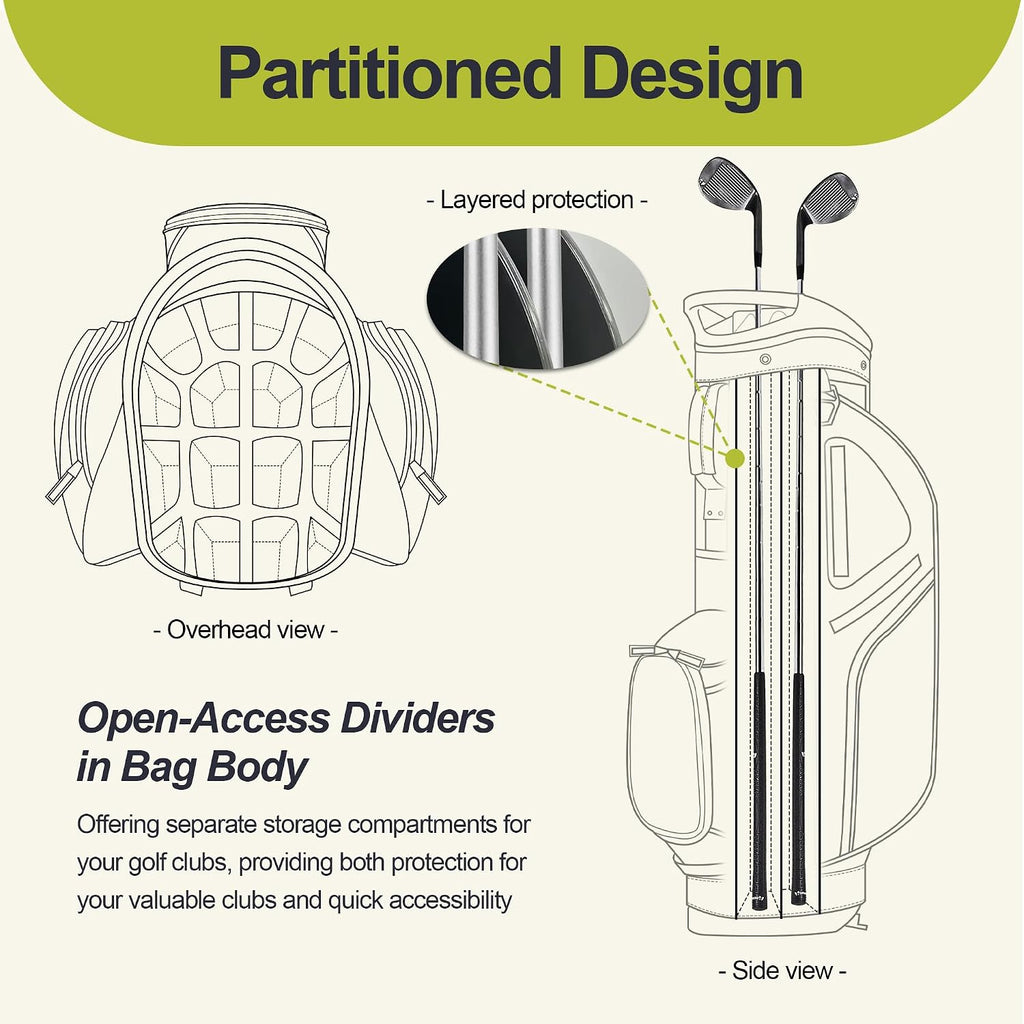 GoHimal 14 Way Golf Stand Bag, Golf Bags for Men with Stand, Top Dividers Ergonomic with 10 Pockets Golf Club Bags