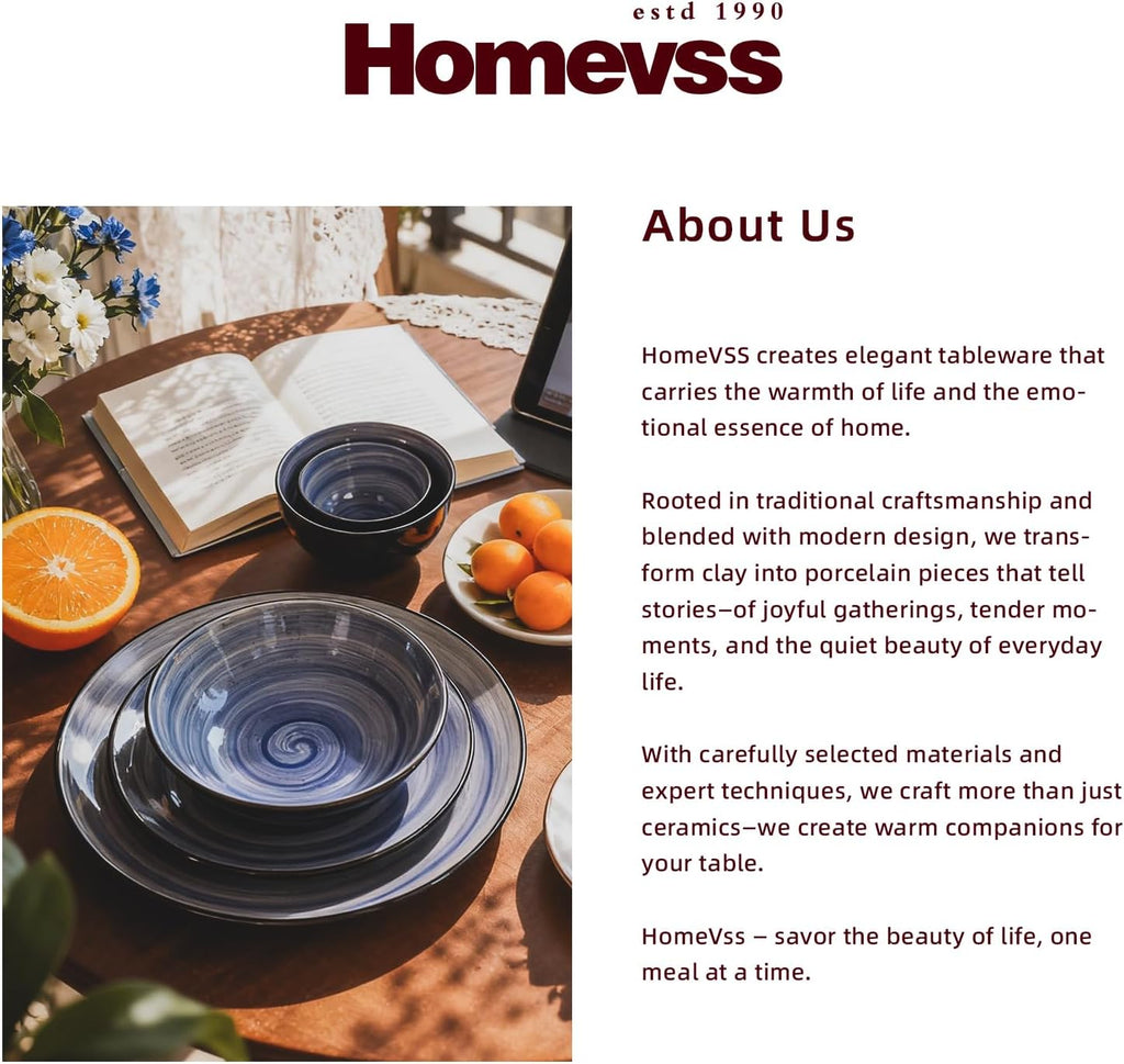 Stoneware Sonoma 56pc Dinnerware Set, Black + Speckled Spin Wash Cobalt