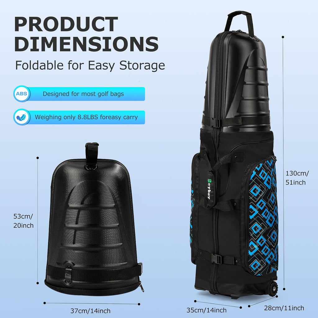 Golf Travel Bags for Airlines with Reinforced Wheels, Hard Case Top and 1680D Heavy Duty Oxford Protect Golf Clubs, Lightweight and Easy to Use