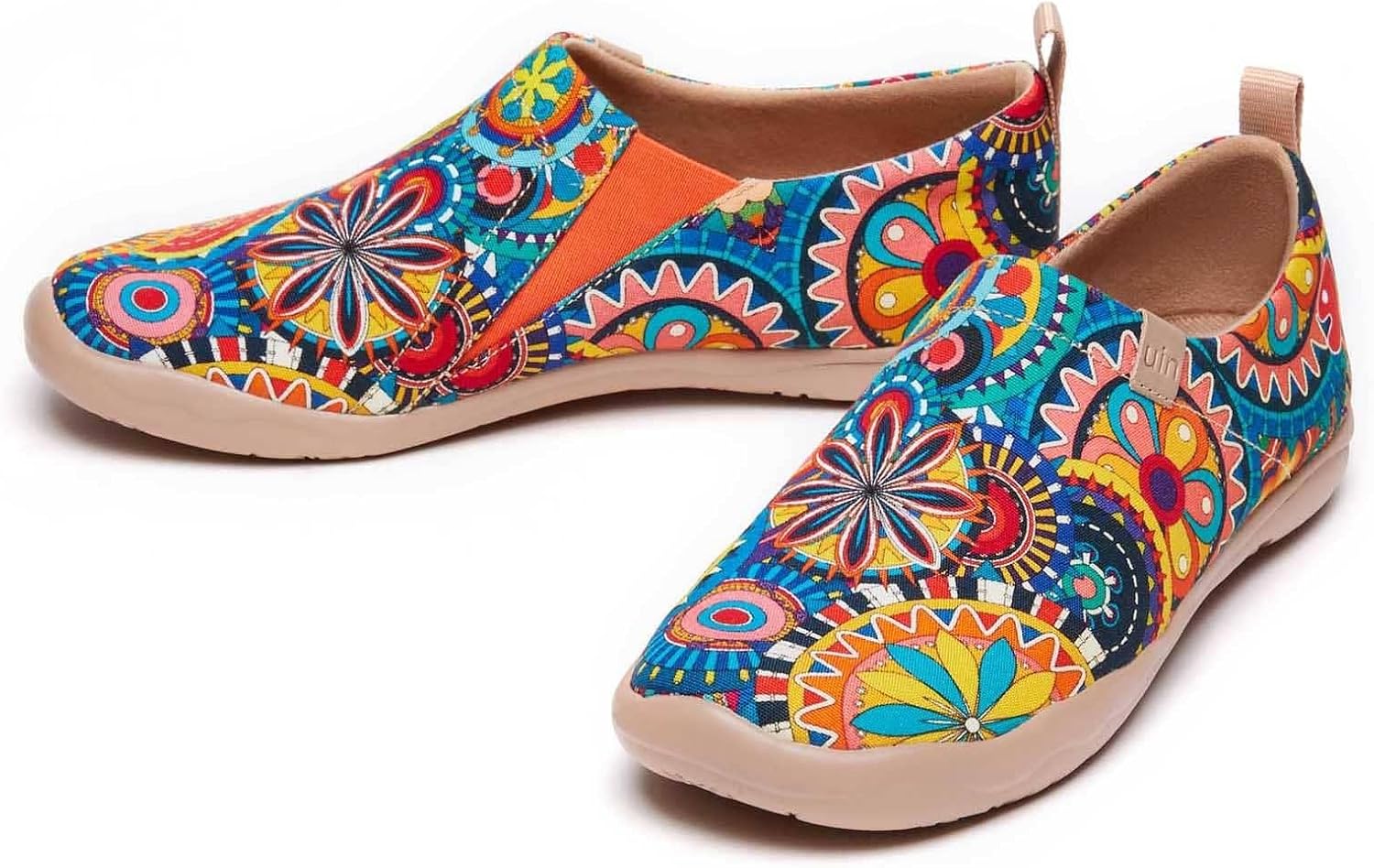 UIN Women's Slip On Shoes Colorful Comfortable Lightweight Art Travel Sneakers Casual Floral Stylish Everyday Loafers
