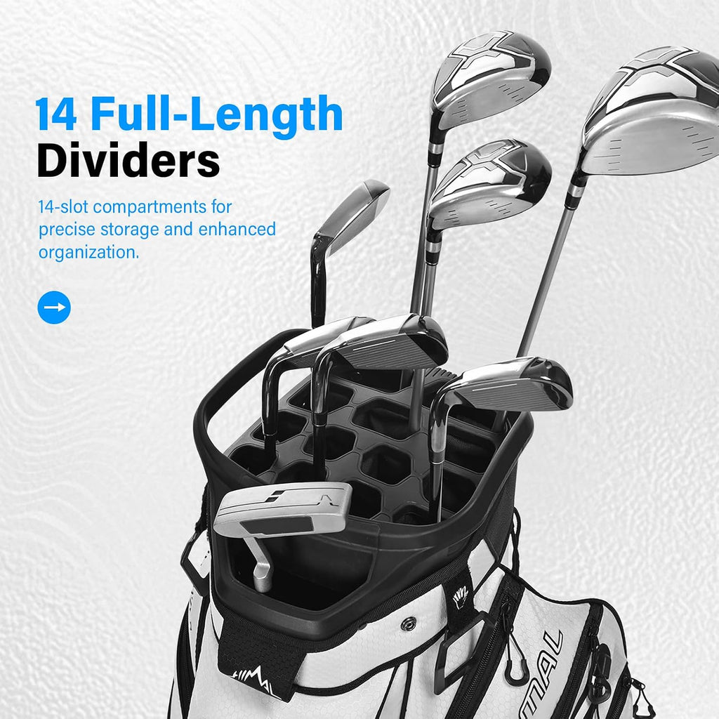uniHimal 14-Way Golf Cart Bag, Full Length Premium Golf Bag for Men with Cooler Pocket, Handles and Rain Cover