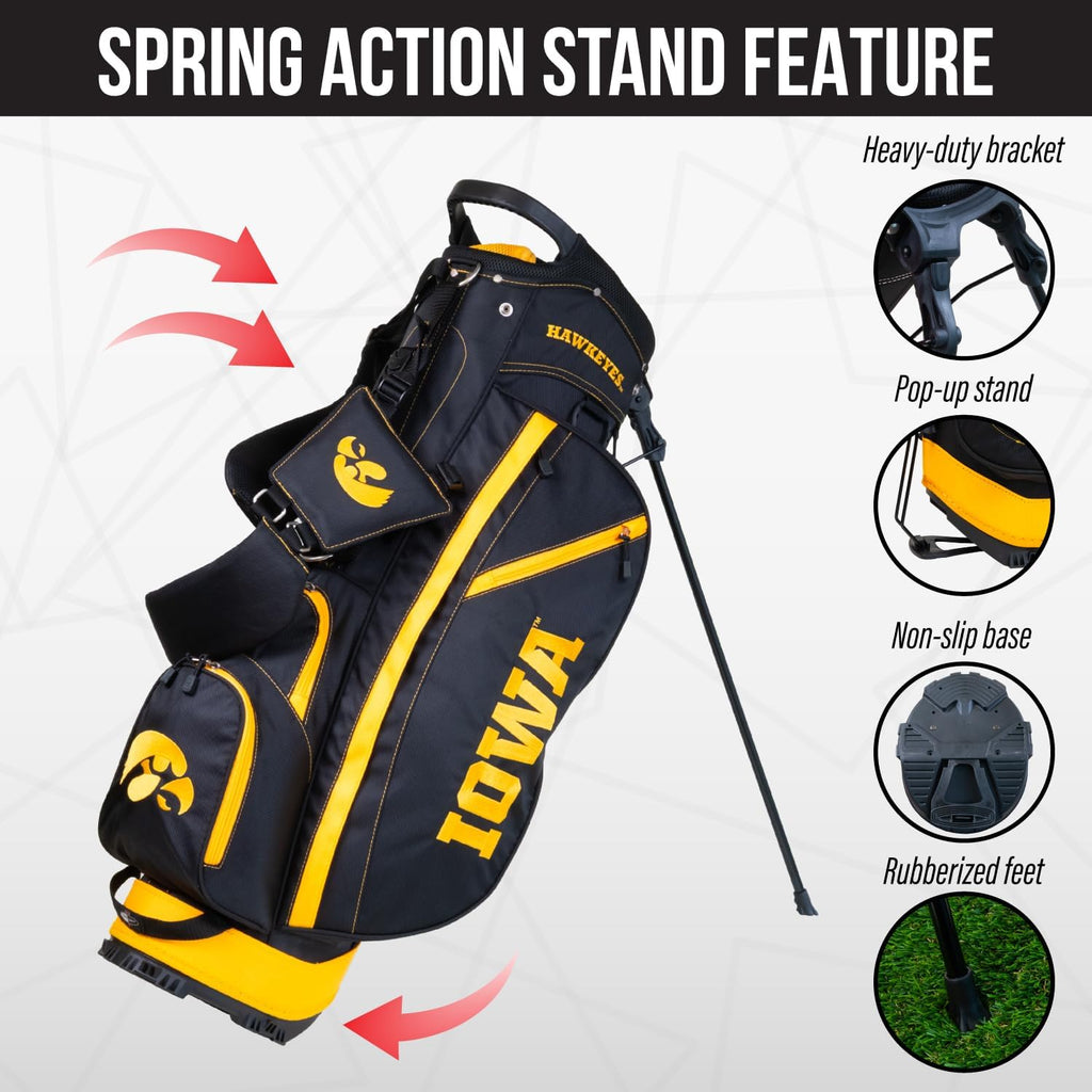 Team Golf NCAA Fairway Golf Stand Bag, Lightweight, 14-Way Top, Spring Action Stand, Insulated Cooler Pocket, Padded Strap, Umbrella Holder & Removable Rain Hood