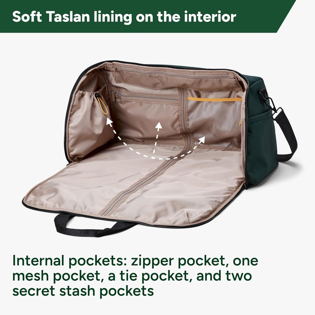 Halfday Convertible 2-in-1 Premium Garment Duffel Weekender Bag 45L: Wrinkle-Free Travel (Hanging Suit Compartment, Shoe Pockets, Trolley Sleeve), Balistic Nylon Carry-on, Palm