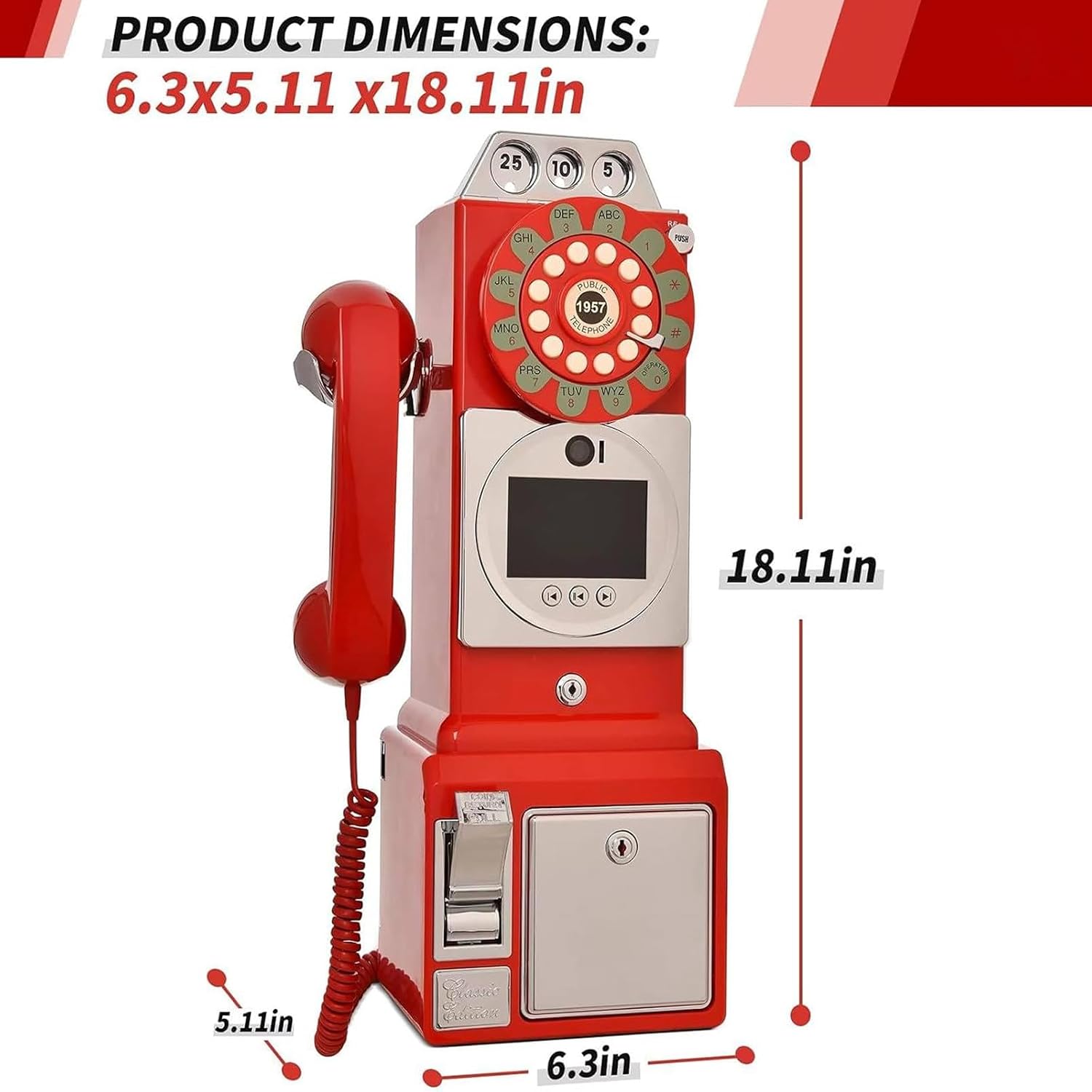1080P Video Audio GuestBook Wedding Phone, 64G SD Card Customized Video Audio Guest Book Alternatives with Lens Recording for Birthday Party Anniversary Engagement Red