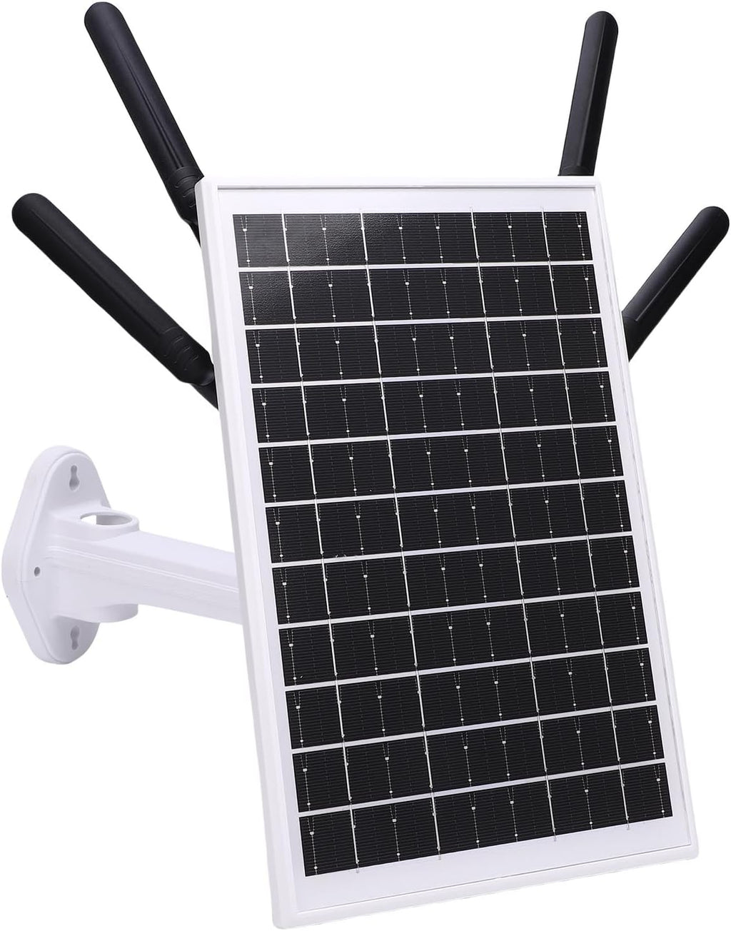 Fdit Outdoor 4G Solar Router, IP66, 12W Solar Panel, 300Mbps Extender with SIM Card Slot for Farms and Construction Sites (Black Antennae)