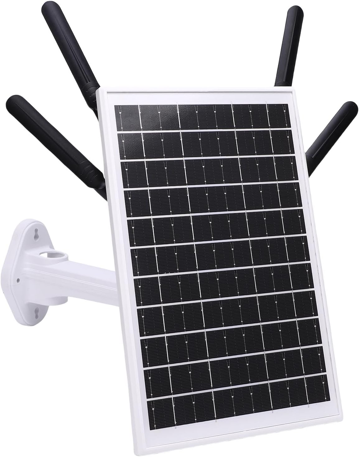 Fdit Outdoor 4G Solar Router, IP66, 12W Solar Panel, 300Mbps Extender with SIM Card Slot for Farms and Construction Sites (Black Antennae)